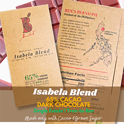Isabela blend 65% cacao dark chocolate ben's blend ph packaging